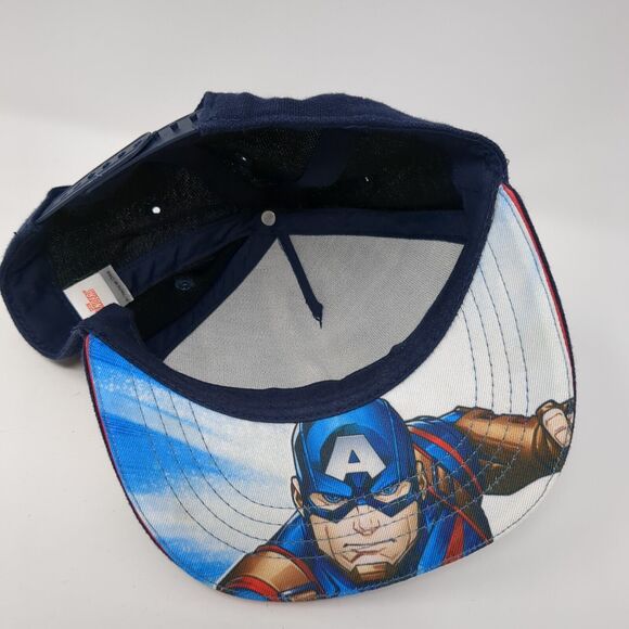 Captain America Snapback Hat Blue One Size Adjustable 6 Panel Marvel Avengers - Picture 6 of 9
